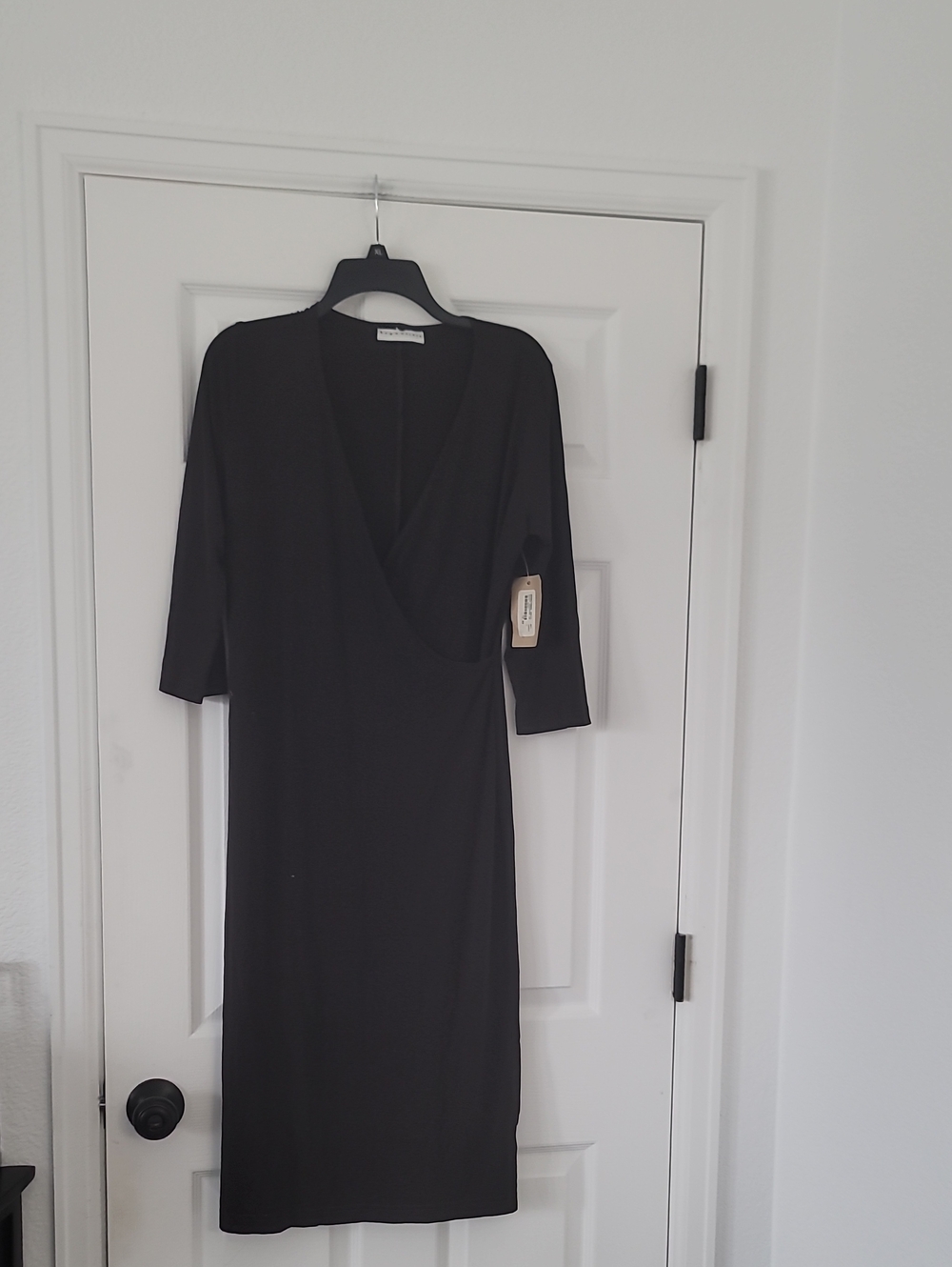 bryn Walker Black Wrap Midi Dress
